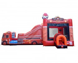 Fire Truck Bounce House and Slide Combo (Wet/Dry)