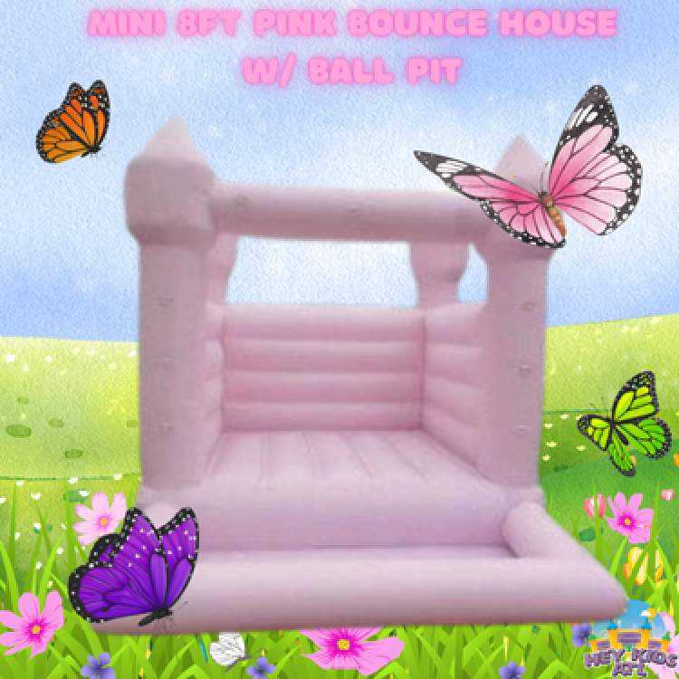 Mini 8ft Pink Bounce House w/ Ball Pit (Dry)